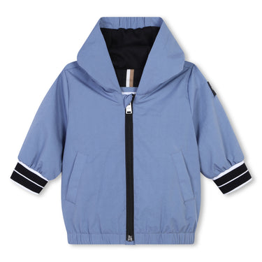 BOSS chamarra impermeable para bebé azul con capucha